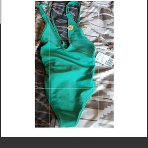 Plunging one piece swimsuit